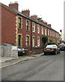 SO3700 : Row of brick houses in Usk, Monmouthshire  by Jaggery