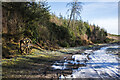 NZ0933 : Ice on forest road in Knitsley Plantation by Trevor Littlewood