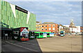 ST3188 : Seven buses in Friars Walk Bus Station, Newport by Jaggery