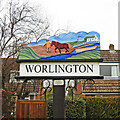 TL6973 : Worlington village sign by Adrian S Pye