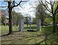 SJ8497 : Temporary Pride of Manchester display in Grosvenor Square by Gerald England