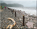 SH7679 : Decaying sea defences, Conwy Morfa by Andy Waddington