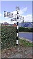 NY4452 : Cumberland County Council finger signpost at T-junction in Cumwhinton by Roger Templeman