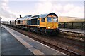 SD7891 : Class 66/7 diesel locomotive heads train through Garsdale Station by Roger Templeman