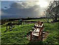 SO5975 : Seats at the Clee Hill viewpoint by Mat Fascione