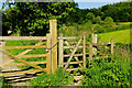 SX8362 : Gates near Castle Mill Farm by Derek Harper