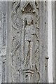 TL9149 : Carving on Lavenham Guildhall by Philip Halling