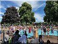 SP2864 : Keeping cool   St Nicholas Park paddling pool, Warwick  by Robin Stott