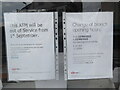 TQ1289 : Two Notices in front window at HSBC Bank branch, Pinner by David Hillas