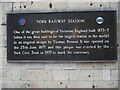 SE5951 : Plaque at York Railway Station (2) by David Hillas