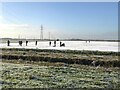 TL2799 : Ice hockey on Whittlesey Wash - The Nene Washes by Richard Humphrey