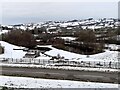 SK2450 : Snowy valley below the dam at Carsington Water by Ian Calderwood