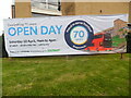 TQ5089 : Banner outside Romford Bus Garage by David Hillas