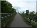 SJ3369 : Chester Railway Path on ascent of Dragon Bridge over A494 by David Smith