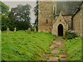 NZ0461 : Path to the porch. St Andrew's Church, Bywell by Humphrey Bolton