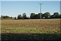 SP7310 : Telegraph wires crossing a field by Bill Boaden