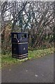 ST3292 : Padlock and chain on a Ponthir litter bin, Torfaen by Jaggery