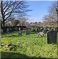 SO5005 : Churchyard headstones, Trellech, Monmouthshire by Jaggery