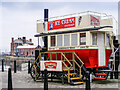 SJ3489 : Tourist Food Kiosks Beside the Canning Half-Tide Dock, Liverpool by Oliver Mills