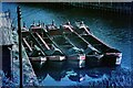 SJ6475 : Working boats waiting for the Lift, Anderton, Weaver Navigation, 1970 (2) by Martin Tester