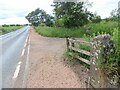 NO3409 : Gatepost on A914 with benchmark by Becky Williamson