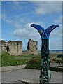 SJ2473 : Sustrans mile marker near Flint Castle by David Smith