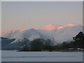 NY2621 : Evening over frozen Derwentwater by Adrian Taylor