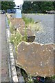 SJ8197 : Salford Quays Sandstone Blocks defend the disused car park by Tom Jolliffe