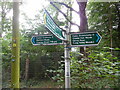 TQ0794 : Public bridleway signpost in Croxleyhall Wood by David Hillas