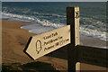 SW6424 : South-West Coast Path sign, at Bar Lodge above the Loe Bar by Christopher Hilton