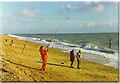 SZ7198 : Fishing from the Beach at Hayling. by Colin Smith