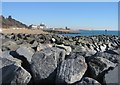 TR2235 : Rock groynes &  Folkestone Harbour by Mr Ignavy