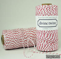 Хлопковый шнур от Divine Twine - Cherry, 1 мм, цвет красный/белый, 1м - ScrapUA.com