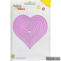 Набор лезвий Nellie Snellen - Multi Frame Die - Nested Heart, 10 штук