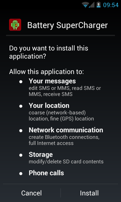 A terrifying list of permissions.