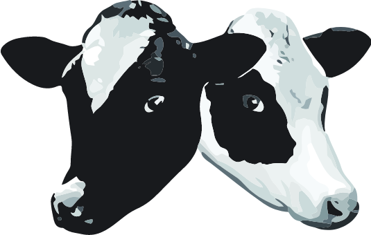 Logo for Tucows. Which is the heads of two cows.