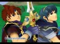 Roy wielding the Binding Blade on his Classic Mode ending image in Melee.