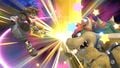 Sora using the third hit of his neutral aerial on Bowser.