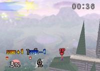 The left blast line in Super Smash Bros. at Hyrule Castle.