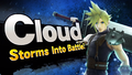 Cloud carrying the Buster Sword in his splash art for SSB4.