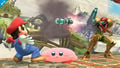 Crouching under Samus' Missile alongside Mario.