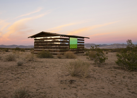 Lucid Stead installation by Phillip K Smith III gives the illusion of invisibility to a desert cabin