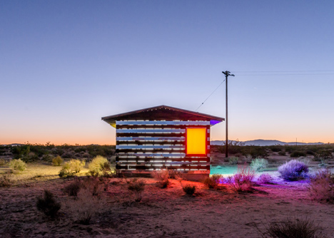 Lucid Stead installation by Phillip K Smith III gives the illusion of invisibility to a desert cabin