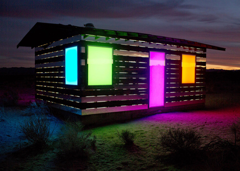 Lucid Stead installation by Phillip K Smith III gives the illusion of invisibility to a desert cabin