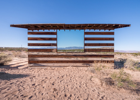 Lucid Stead installation by Phillip K Smith III gives the illusion of invisibility to a desert cabin