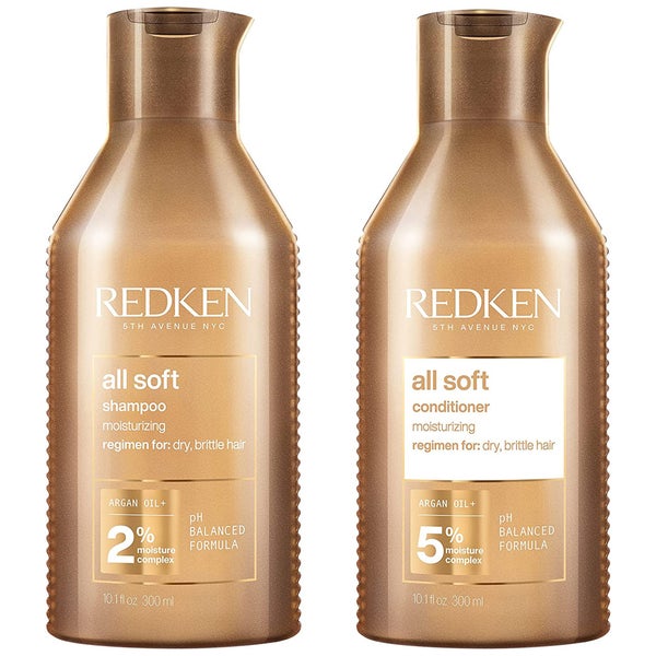 Redken All Soft Moisturising Shampoo and Conditioner 300ml Bundle For Dry Hair