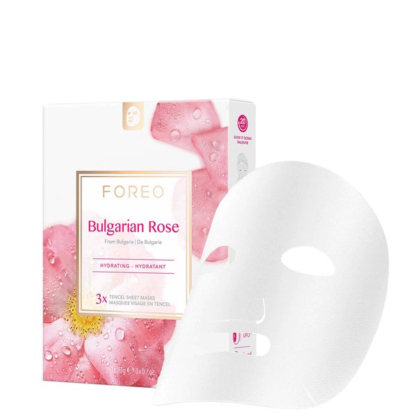 FOREO Rosa Búlgara Hoja de Mascarilla Hidratante (paquete de 3)