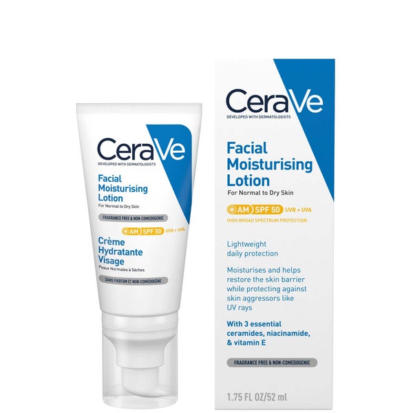 CeraVe AM SPF50 Loción hidratante facial para pieles normales a secas 52ml