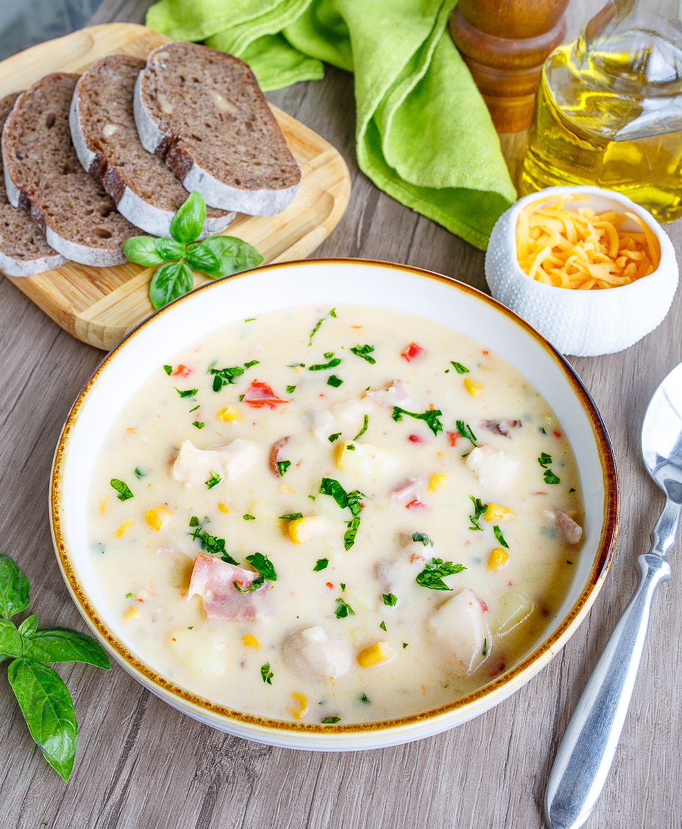 Рецепт сырного чаудера с курицей и кукурузой