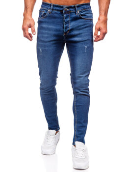 Tmavomodré pánske slim fit rifľové nohavice Bolf 6264